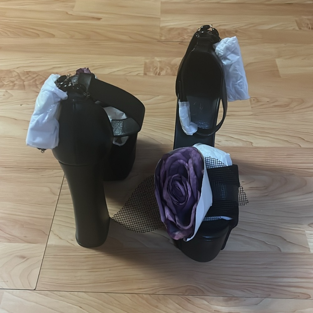 ‼️NWT‼️Dolls Kill X Widow Black and Purple Women's Platform Heels Size 8 - Picture 5 of 6